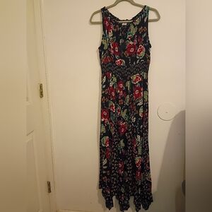 Bila Women's Floral Handkerchief Hem Maxi Dress Sz M